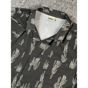 Wellen‎ Airweave Performance Button Down Shirt Camp Collar Small dark gray Catus